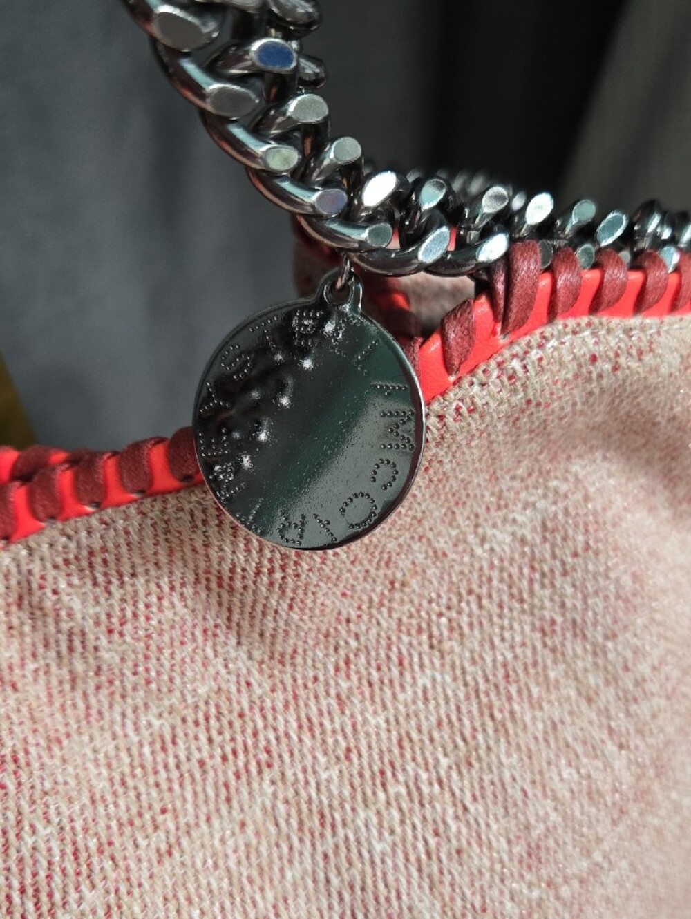 Stella McCartney Large Falabella Pink Tweed Tote with Gunmetal Chain Trim - Picture 2 of 16